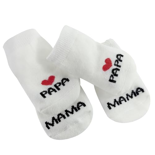 EQLEF Calzini Neonato, MaMa& PaPa Calzini del Cotone del Bambino Calzini del Neonato 0-3 Mesi Ragazze del Bambino...
