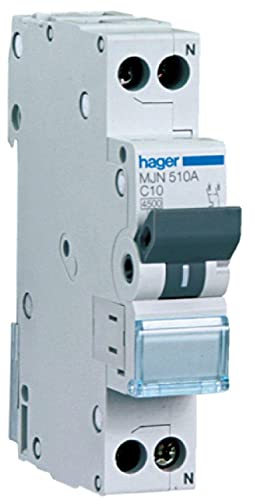 HAGER MJN506A INTERRUTTORE AUT. MAGNETOTERMICO 1P+N 1M 4, 5K 6A