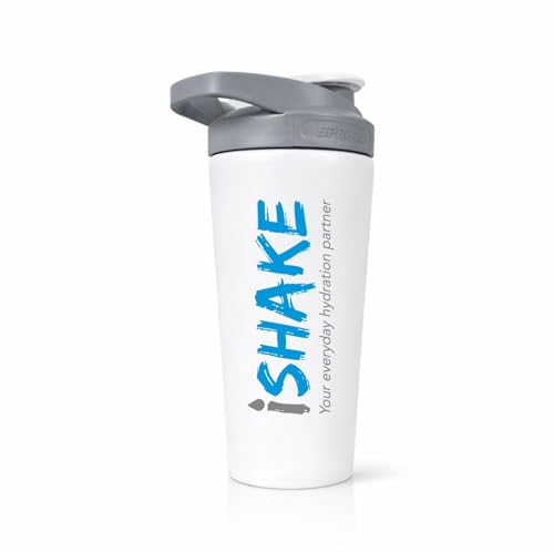 Image of Stainless Steel Protein Shaker Bottle, 100% Leakproof Metal Gym Shaker, Durable Steel Gym Sipper Bottle for Smooth Protein Mixing with Measurement 700 ml (White)