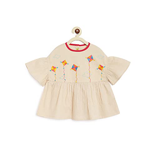 Image of Tiber Taber Girl's Cotton Phulkari Top Set, Ideal for Any Festivals and Cultural Occasion