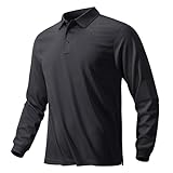 [KEFITEVD] 長袖ポロシャツ メンズ ゴルフ ストレッチ スポーツtシャツ 速乾 ワークポロシャツ ビジネス 襟付きシャツ 作業着 春服 ブラック XL