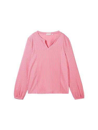 TOM TAILOR Damen Basic Bluse mit Streifen, 35242 - Pink Thin Stripe, XL – Ansicht 5