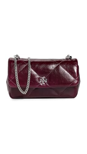 Tory Burch Women's Kira Diamond Quilt Distressed Mini Flap Bag, Dark Carmine, Purple, One Size