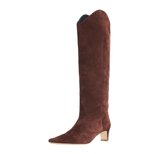 Pazzion Women Chic Wide Calf Square Toe Knee High Boots Low Heel Pull On Warm Long Booties Dressy Winter Daily Party Shoes Size 4-16 US