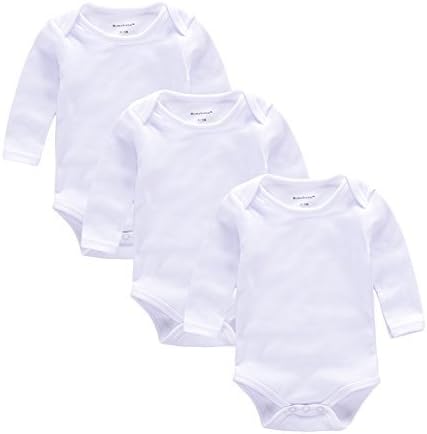 Baby Body suit 3pcs Long Sleeve Newborn Mom Unisex Pajamas White Bodysuit(3-6)