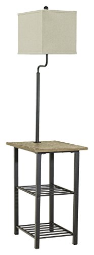 Signature Design By Ashley Shianne Multifunctional Metal Floor Lamp & End Table, Black #TOP1