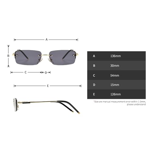 Narrow Rectangular Sunglasses For Men Rimless Metal Small Retro Sun Glasses For Men Uv4002