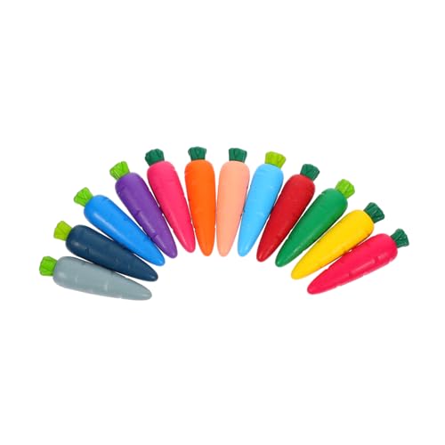 DIYEAH Carrot Shape Washable Crayons 12 Colors Bulk Pack School Supplies Erasable Safe for Toddlers