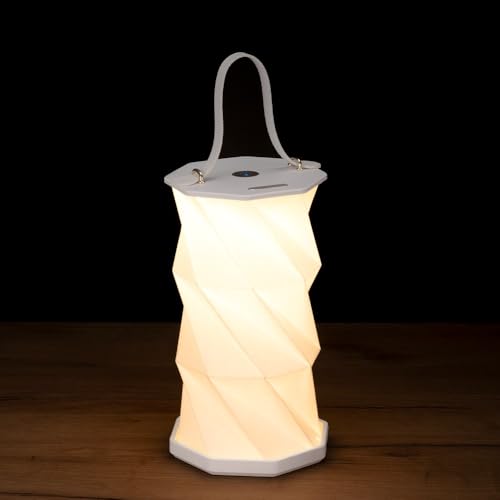 Ideen mit Herz | LED Tischlampe Swing | Stimmungs-Licht | indirekte Beleuchtung | 12 cm x 12 cm x 22,5 cm | Warmweiß | Dimmbar | Wiederaufladbar mit Ladekabel