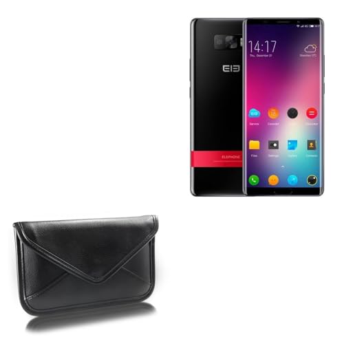 BoxWave Case Compatible with Elephone P11 3D - Elite Leather Messenger Pouch, Synthetic Leather Cover Case Envelope Design - Jet Black
