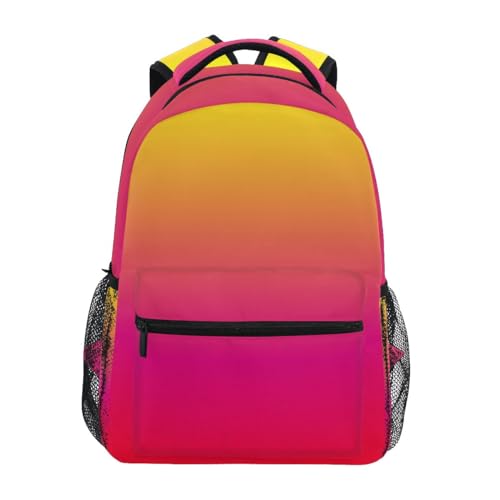 Orange Ren Gradient School Backpack, Ergonomic Comfort Fit Back Pack for School Girls, Name Tag, Stand Alone, M