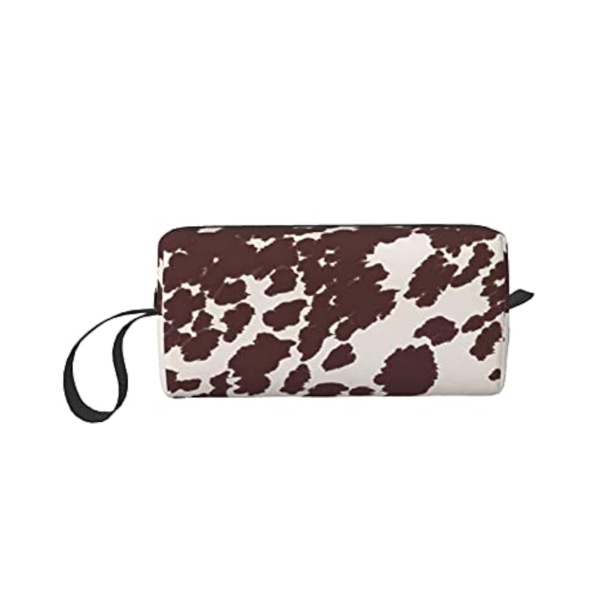 Brown Cow Hide Print Cosmetic Bag, Travel Essential