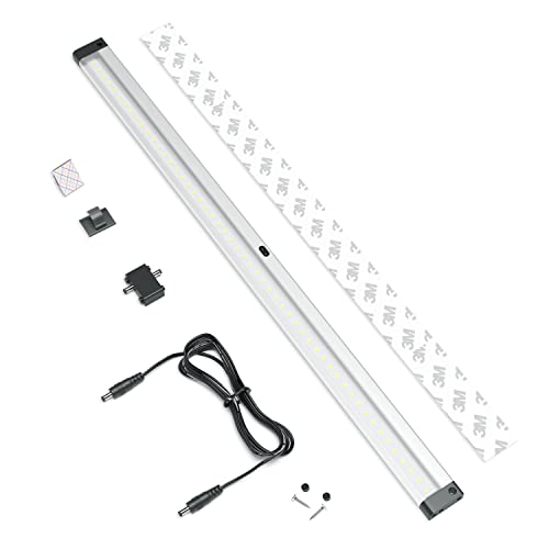 Eshine Extra Long 20 Inch Led Dimmable Under Cabinet Lighting Strip With Hand Wave Motion Sensor, Black, With Accessories (No Power Supply Included), Cool White (6000K) #TOP7