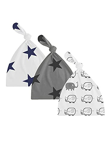 Image of A.T.U.N. (ALL THINGS UBER NICE) Unisex Kids Cotton Printed Knot Hats for Baby Boys and Girls (Pack of 3)