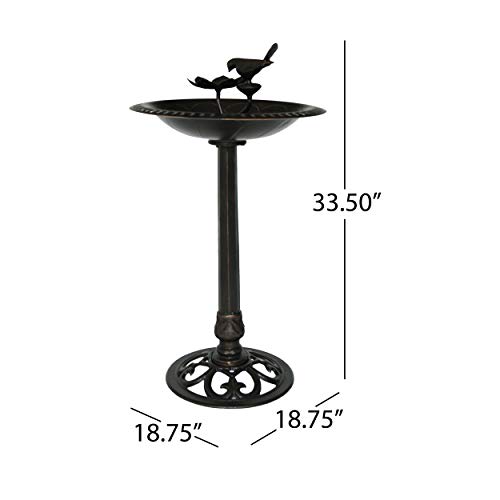 Outdoor Aluminum Bird Bath Black Pedestal Iron #TOP2