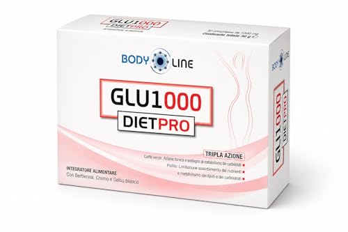 GLU-1000 DIETPRO Con Berberina e Cromo Picolinato, Gelso Bianco e Caffè Verde – Controllo Appetito, Glicemia, Brucia Grassi, Saziante, Made in Italy
