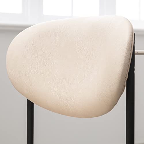 Rivova Pu Leather Dining Chairs Set Of 2, Modern Dining Chair With Back & Black Metal Legs, Upholstered Side Chairs Armless Chairs For Living Room, Bedroom, Kitchen, Beige #TOP2