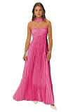 Vestidos de dama de honor de gasa con bufanda, sin tirantes, largo, plisado, vestido de fiesta de boda para mujer, vestido de noche formal, fucsia, 44