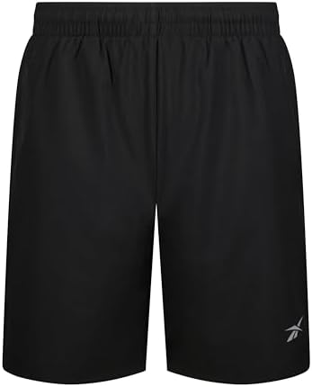 Reebok Boys Vector Logo Woven Athletic Short, Black, L(14/16)