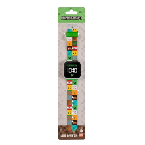 Minecraft Min4272 Montre numérique LED Multicolore avec Bracelet en Silicone pour Enfant, Multicolore, Sangle – vue 6