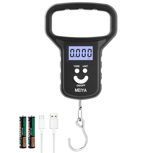 OSDUE Balanza Digital con Gancho, 110 lb/50 kg Báscula de Equipaje con pantalla LCD, Portátil Peso para Maletas de Viaje, Recargable Pueden Convertir Unidades de Onzas, Kg y Libras para Compras Pesca