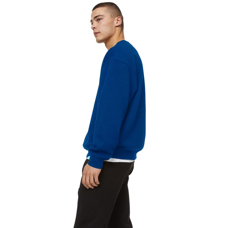 Image of DROBE Cotton Blend Round Neck Solid Sweatshirt for Men