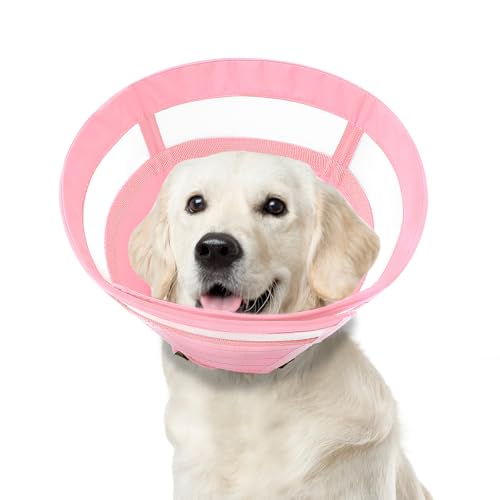 Image of ASENKU Dog Cone Collar, Soft Adjustable Cone for Dogs to Stop Licking, Lightweight Recovery Dog Cone After Surgery, Pet E-Collar for Small, Medium & Large Dogs (Pink, S)