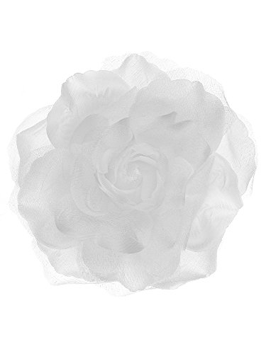 Image of Women's Multifunction Rose Flower Sheer Petal Brooch Pin Hair Tie Clip