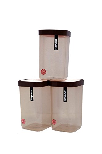 Image of Nayasa Superplast Plastic Fusion Container 1.5 Litre, Set of 3, Brown