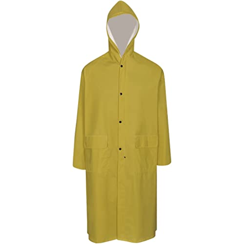 Impermeable de dos piezas chubasquero largo con capucha amarillo talla XXL para lluvia 2