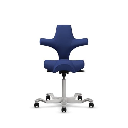 Image of HAG Capisco Sit to Stand Chair-Silver Frame-Upholstered Cobalt Blue