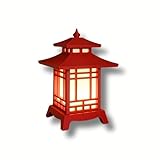 Pagoda Lantern Table Lamp | Japanese Lantern | Japanese Lamp | Japandi Home Decor for Bedroom, Living Room | Soft Ambient Lighting | 3D-Printed | (Crimson Red, 7.50 inches Tall - Corded)