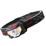 HOODANCOS Linterna Frontal LED Recargable USB Luz Fuerte Xpg Cob Roja y Blanca para Pesca Nocturna Senderismo y Camping Diseño Ligero y Resistente Luz LED Multifuncional para