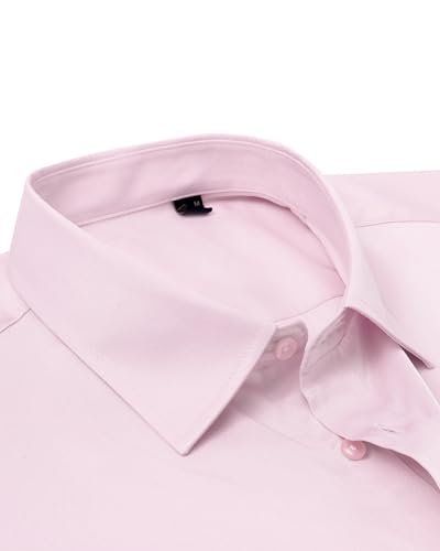 DEMEANOR Mens Dress Shirt Slim Fit Long Sleeve Button Down Shirts Stretch Wrinkle Free Formal Wedding Tops with Pocket3