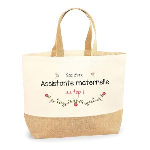Imagen de Bolsa auxiliar de maternidad en la parte superior Cabas de playa Carreras de algodón y arpillera