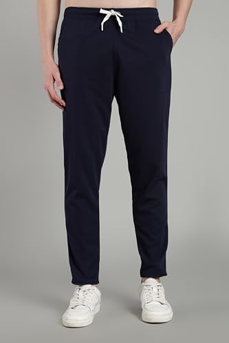 Image of SWADESI STUFF Men's Cotton Blend Track Pants, Black, Comfort Fit with Drawstring, Side Pockets for Regular Wear, Sports, Joggers
