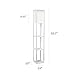 Simple Designs LF1014-WHT Etagere Organizer Storage Shelf Linen Shade Floor Lamp, White