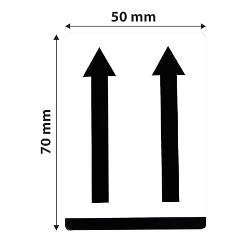 MD Labels Warnetiketten auf Rolle -50x70mm 500St. Doppelpfeile - Seite nach oben- This way up- Pfeile Symbol- nutzbar für Versand