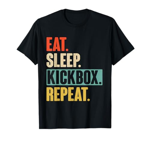 Eat Sleep Kickbox Repeat - Retro Vintage Kickboxing Gift T-Shirt