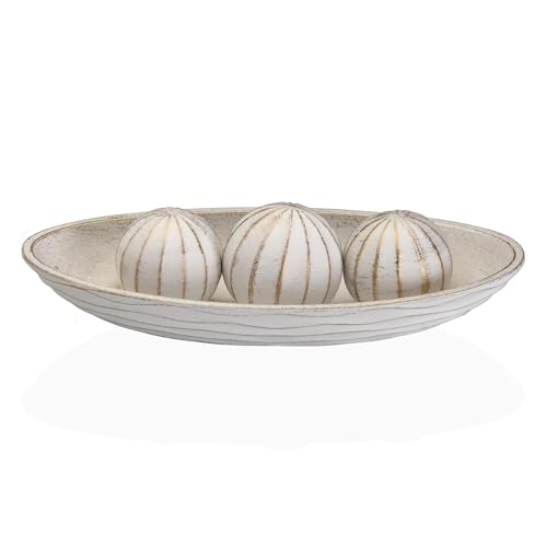 Space Home - Centro de Mesa Decorativo con Tres Bolas - Esferas, Adornos para el Hogar - Bandeja Vaciabolsillos para Relojes, Llaves, Monedas, Teléfonos - Plato Decorativo para Centro de Mesa