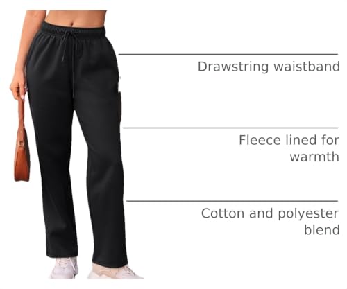 Image of AUTOMET Women's Straight Leg Sweatpants Fleece Lounge Pants | Fall Athletic Joggers with Pockets,Lightweight Soft Sweat Pants, Casual Gym Workout Pants
