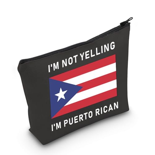 LEVLO Funny Puerto Rico Cosmetic Bags Souvenirs I'm Not Yelling I'm Puerto Rican Makeup Bags Puerto Rican Root Flag Gifts, Puerto Rican+black, Daily
