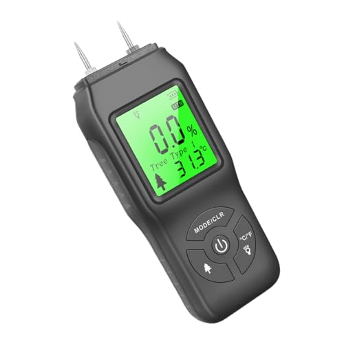 SOPOTUTU Medidor Digital Humedad Madera con Pantalla LCD y Retroiluminación Detector Portátil Fugas Agua para Paredes y Madera Análisis Rápido y Preciso sin Batería Negro