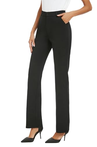 Women's Stretchy Straight Leg Dress Work Pants Business Office Casual Slacks with Pockets4
