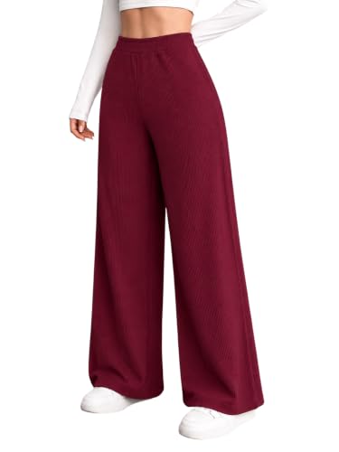 Image of Preneum Women High Waist Korean Wide Leg Trousers, Loose Fit Casual Lounge Pants, Travel, Office & Streetwear Comfortable Stylish Bottom Wear (Available Plus Size)