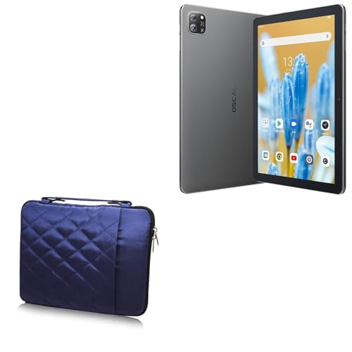 BoxWave Case Compatible with Blackview Oscal Pad 70 - Quilted Carrying Bag, Soft Synthetic Leather Cover w/Diamond Design - Navy