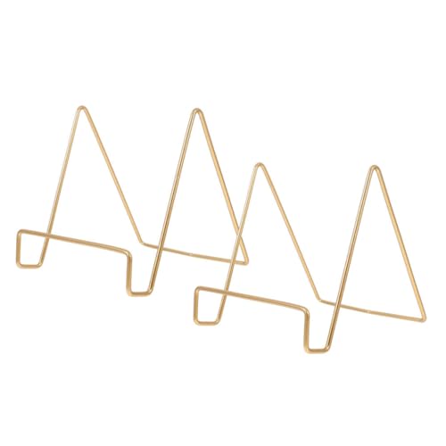 Housoutil 2pcs Metal Ornament Bracket Display Stand for Picture Frames Gold Tabletop Holder for Cookbooks Photo Frame Holder