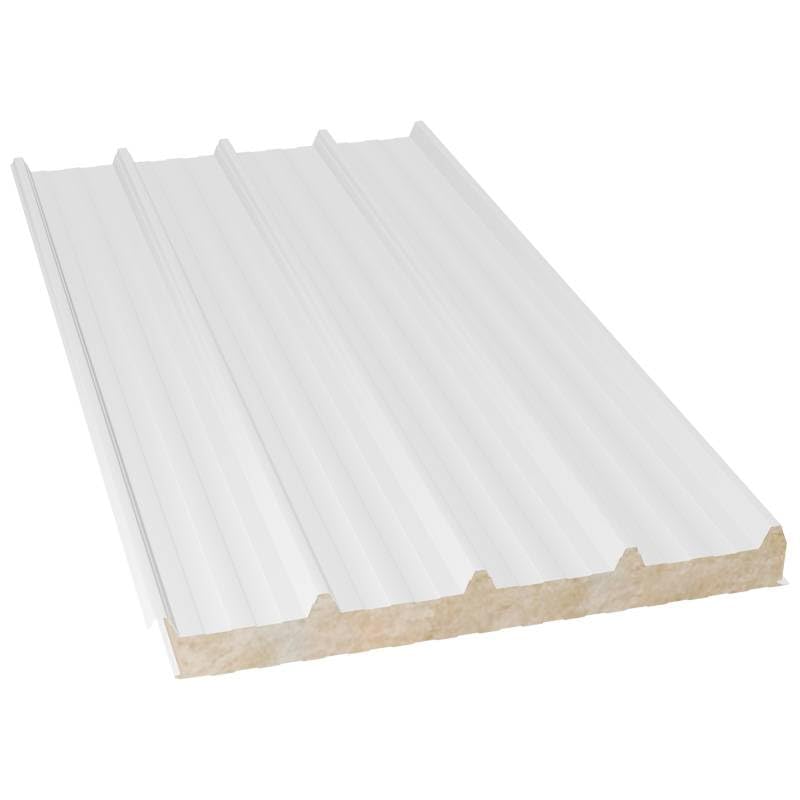 Acero Panel - Panel cub. 2000x1000mm | Interior Blanco Pirineo - Exterior Blanco Pirineo | Acero Prelacado | Nervado | PU