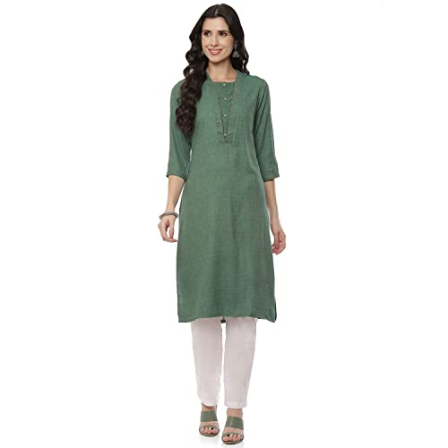 Image of Rangriti Red Art Silk Straight Kurta for Women