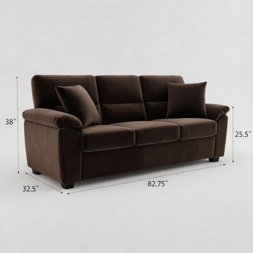 Image of Anderson 6 Seater Fabric Sofa Set (3+2+1) Brown, Premium Velvet Finish Upholstery, Solid Wood Frame, High Density Foam Cushions, Modern Living Room Furniture, Comfortable Sofa for Home